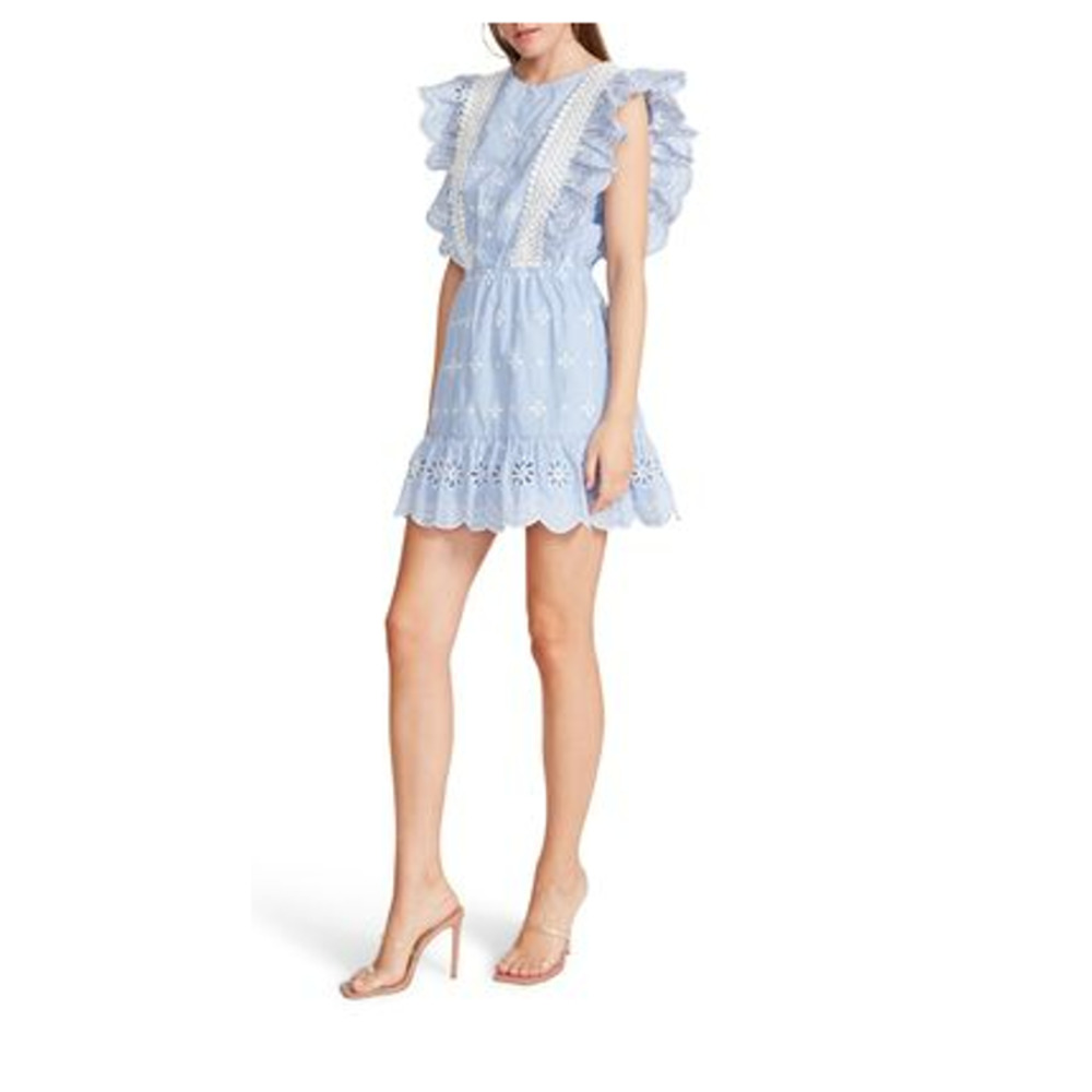 BB Dakota Eyelet Blouse Lightweight Top  Blue/White